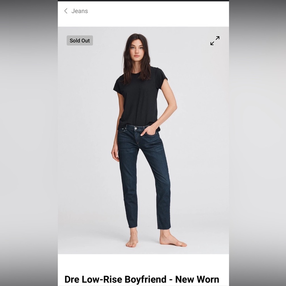 Rag & Bone Dre Low Rise Slim Boyfriend Charcoal Black Jeans 26